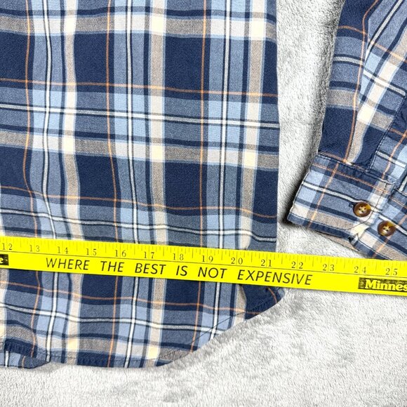 Carhartt Men’s L Blue Tan Plaid Long Sleeve Button Up Workwear Shirt - Picture 7 of 10